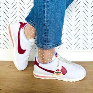 ❤️Nike Cortez Classic 8 Women Shoes White Red Retro Leather Sneakers DN1791-103